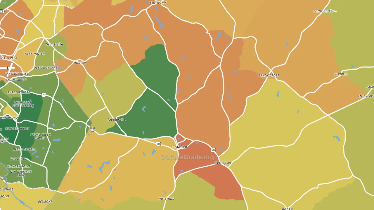 Oglethorpe County, GA Map of Burglary Rates