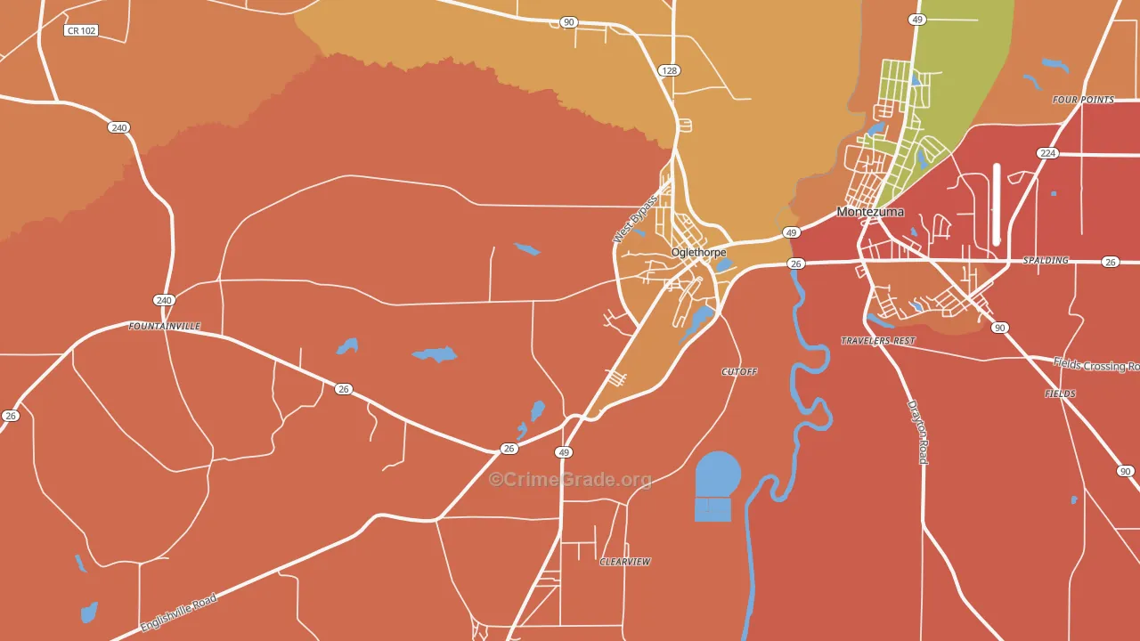 Oglethorpe, GA Map of Burglary Rates