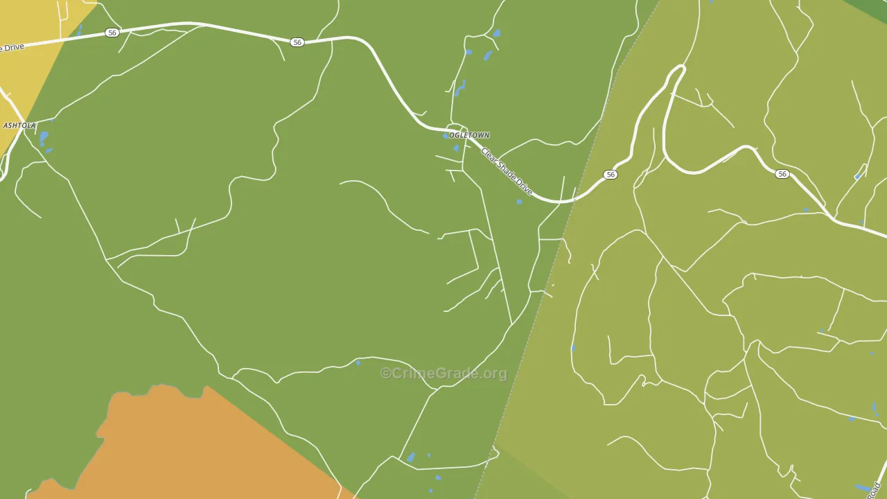 Ogletown, PA Map of Burglary Rates