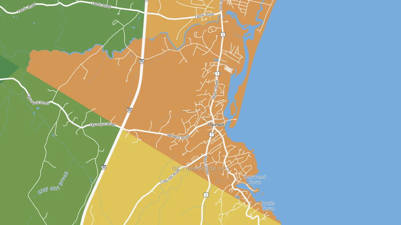 Ogunquit, ME Map of Burglary Rates