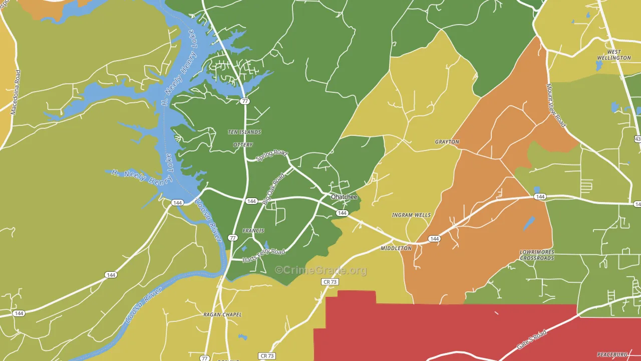 Ohatchee, AL Map of Burglary Rates