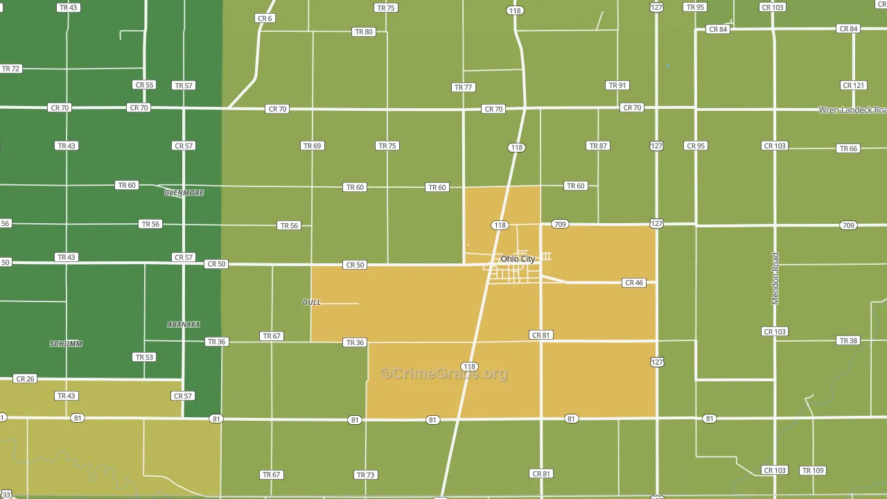 Ohio City, OH Map of Burglary Rates