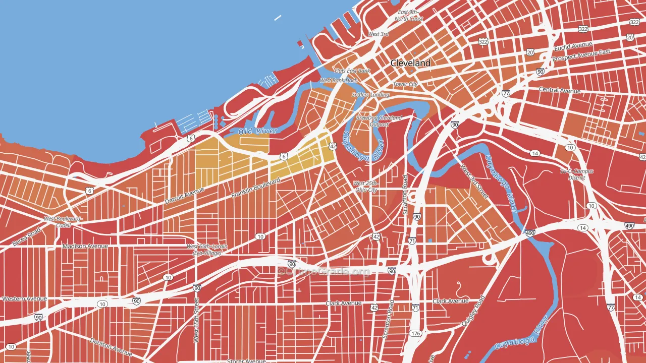 Ohio City-West Side, Cleveland, OH Map of Burglary Rates