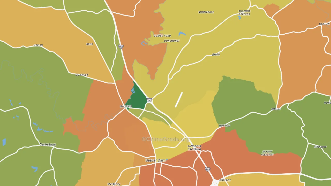 Ohio County, KY Map of Burglary Rates