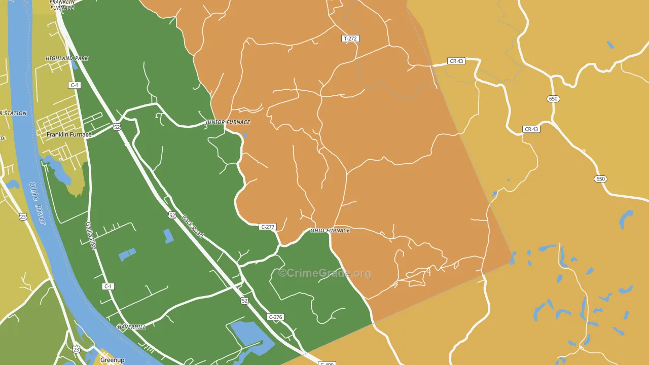 Ohio Furnace, OH Map of Burglary Rates