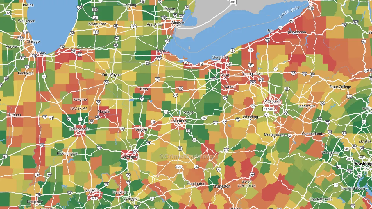 Ohio Map of Burglary Rates