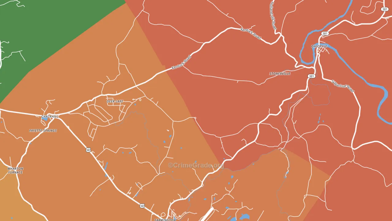 Ohiopyle, PA Map of Burglary Rates