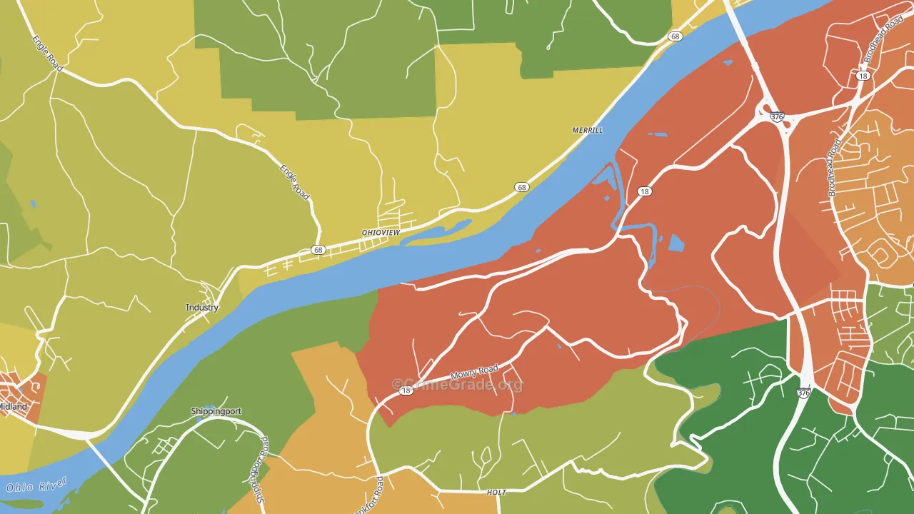 Ohioview, PA Map of Burglary Rates