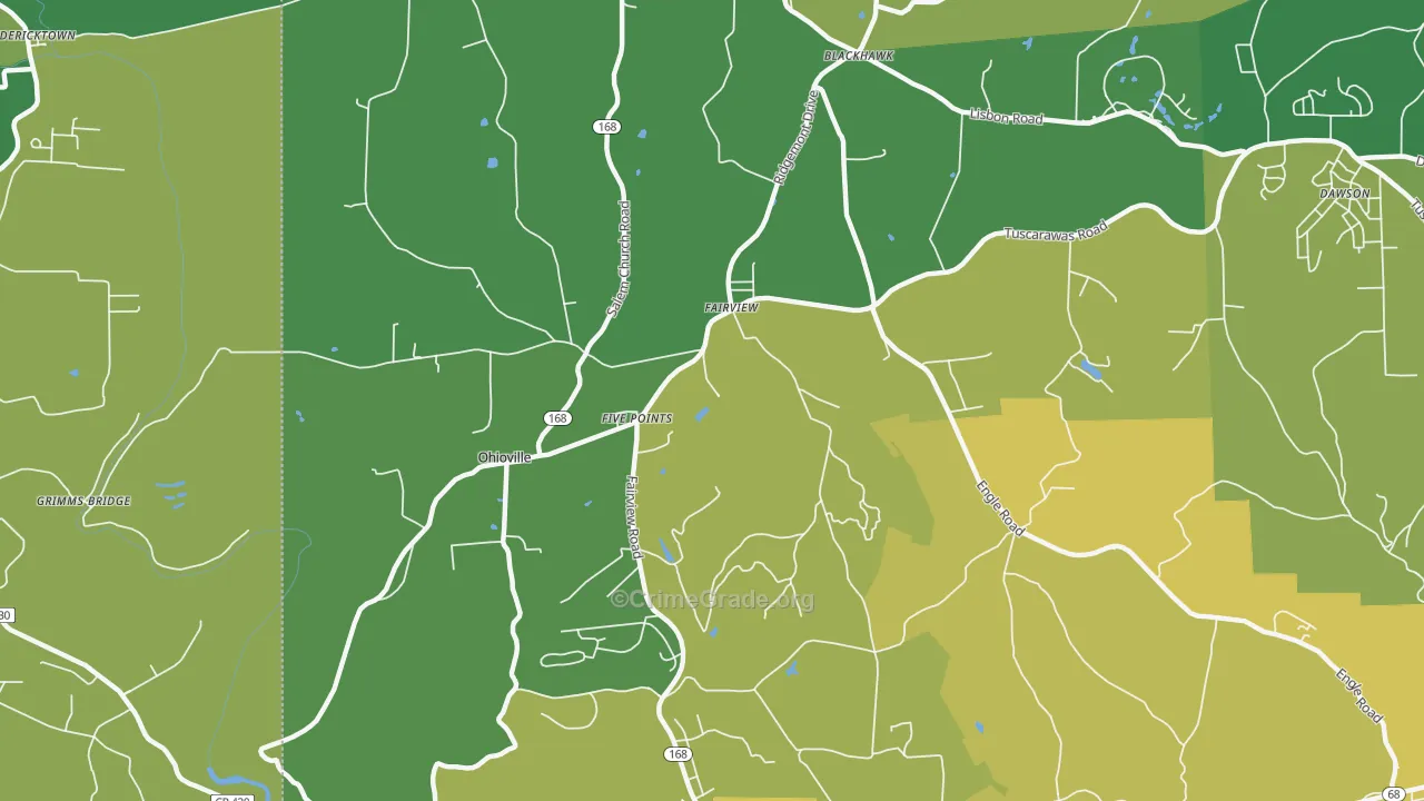 Ohioville, PA Map of Burglary Rates