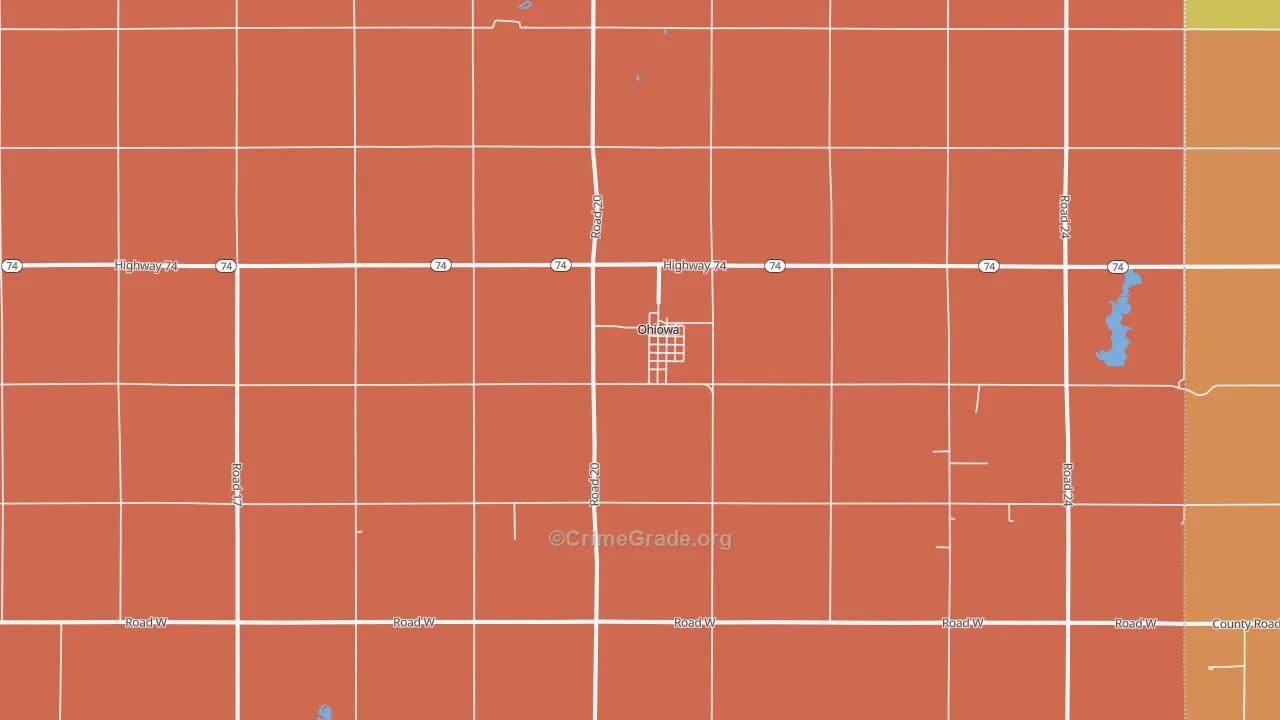 Ohiowa, NE Map of Burglary Rates
