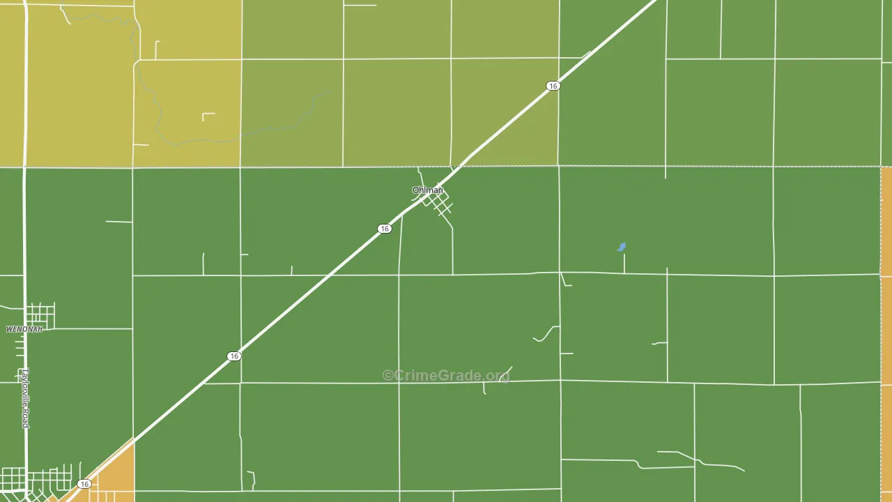 Ohlman, IL Map of Burglary Rates