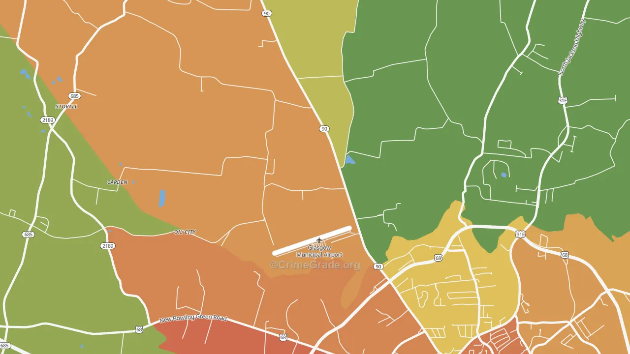 Oil City, KY Map of Burglary Rates