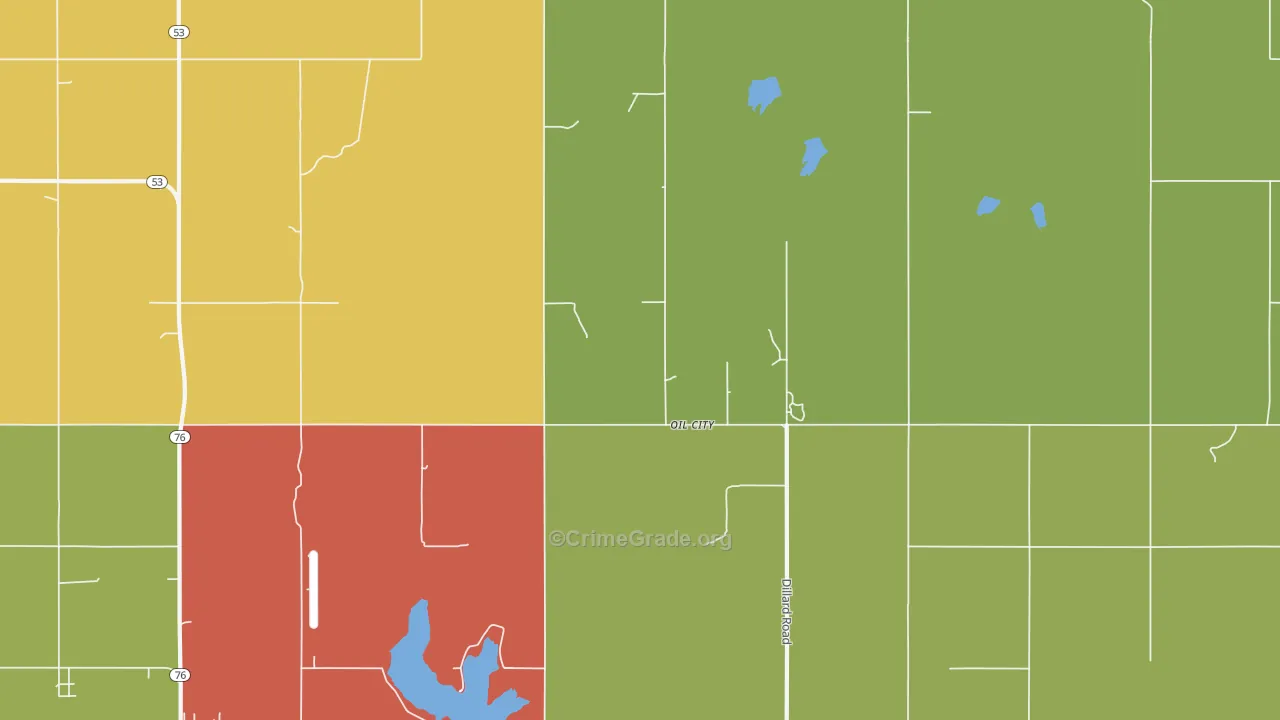 Oil City, OK Map of Burglary Rates