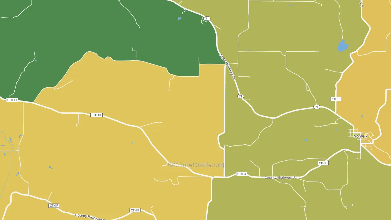 Oil City, WI Map of Burglary Rates
