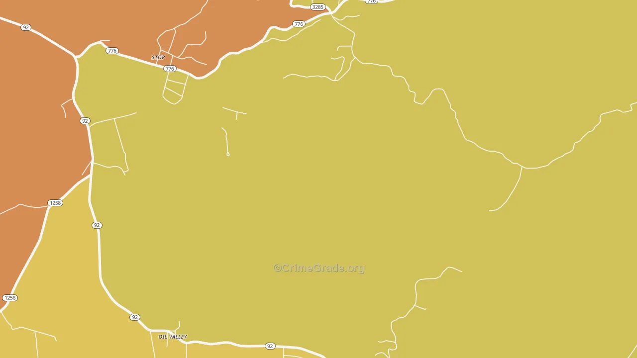 Oil Valley, KY Map of Burglary Rates