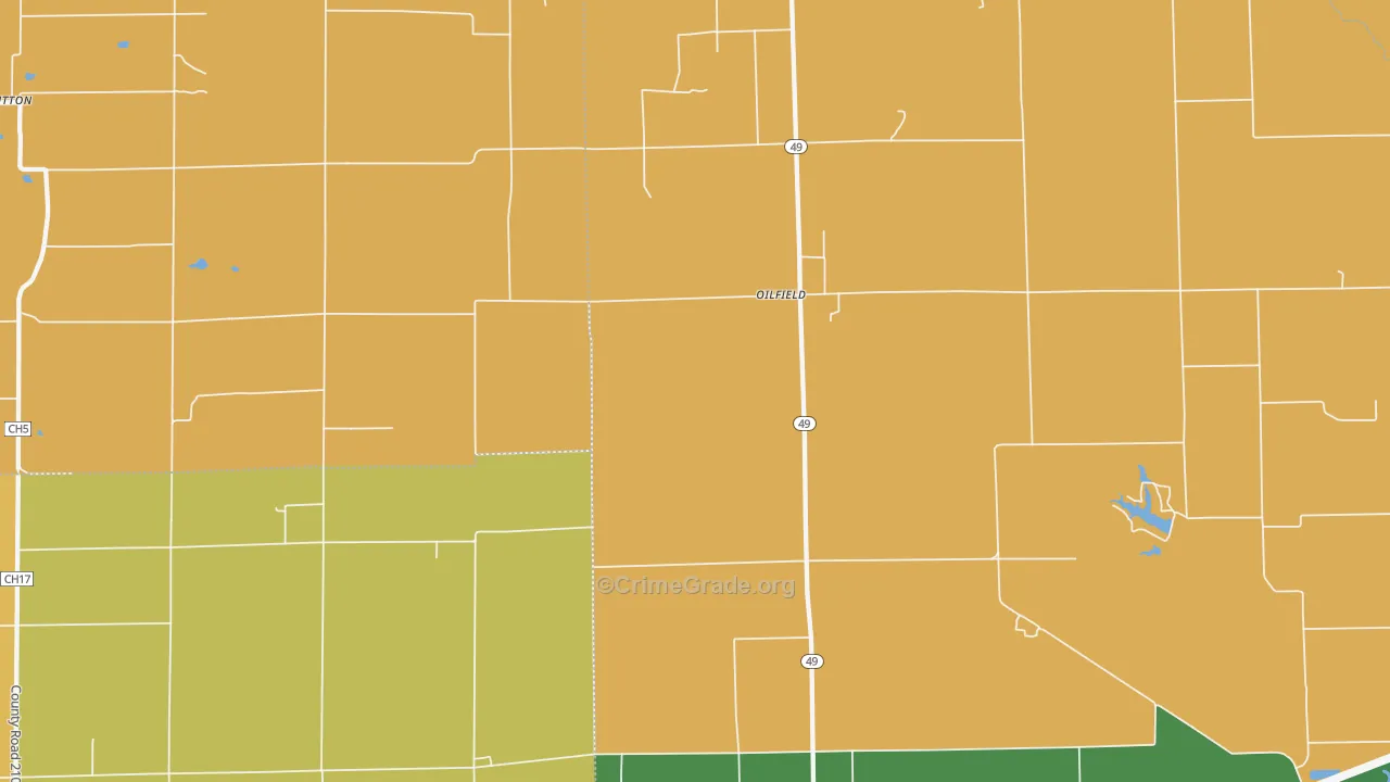 Oilfield, IL Map of Burglary Rates