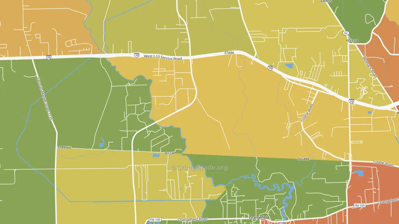 Oilla, TX Map of Burglary Rates
