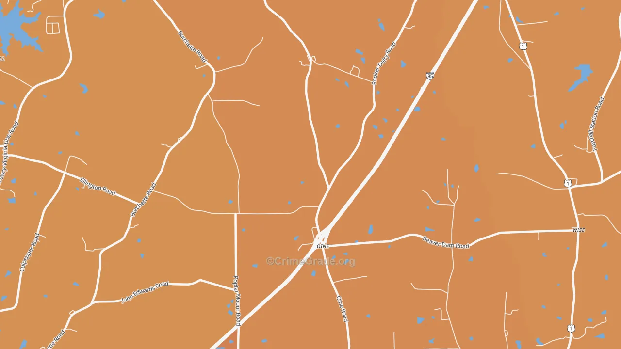 Oine, NC Map of Burglary Rates