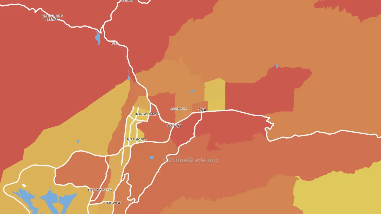 Ojai, CA Map of Burglary Rates