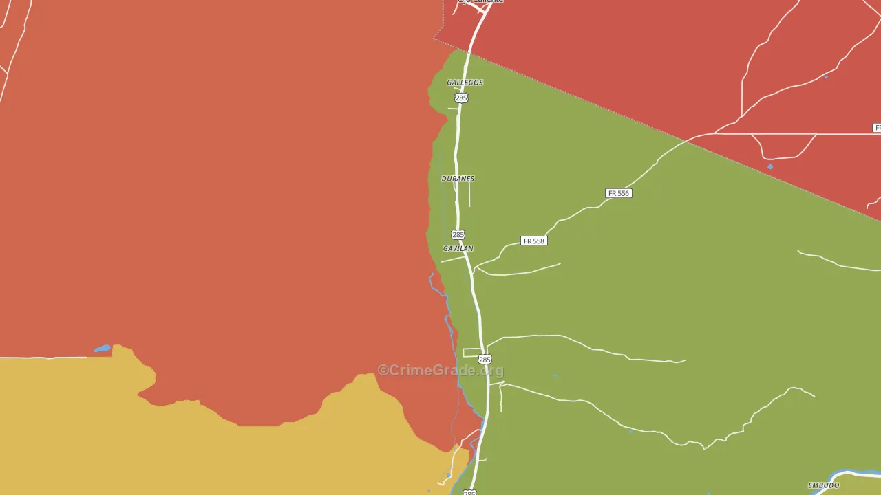Ojo Caliente, NM Map of Burglary Rates