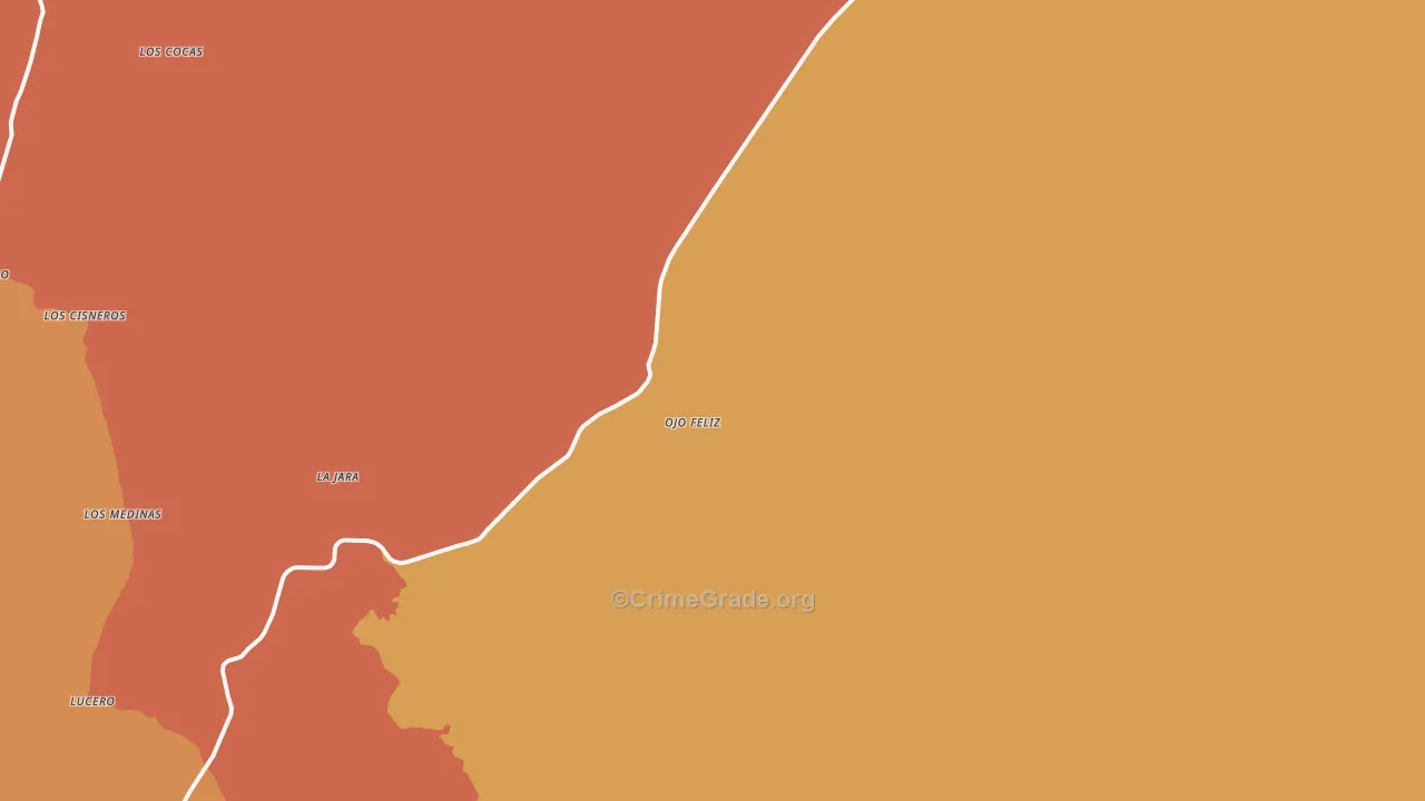 Ojo Feliz, NM Map of Burglary Rates