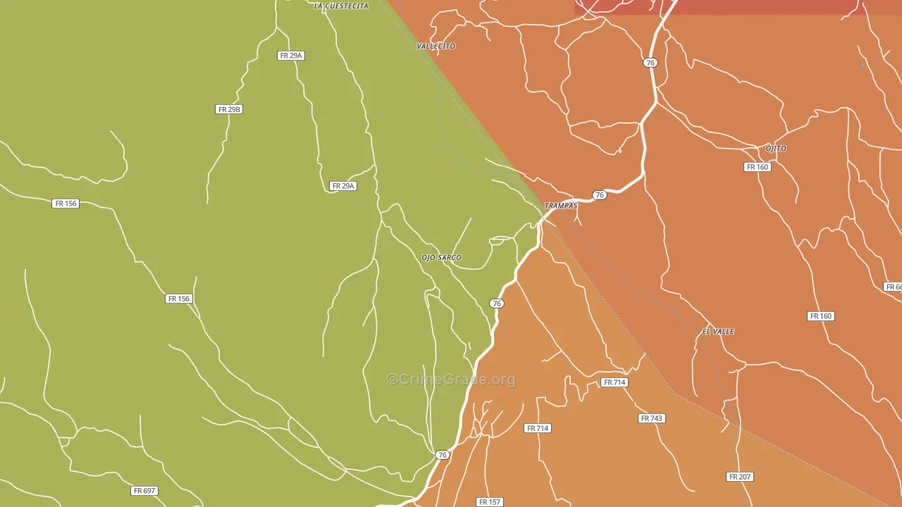 Ojo Sarco, NM Map of Burglary Rates