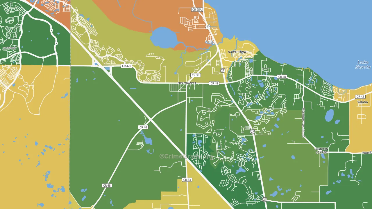 Okahumpka, FL Map of Burglary Rates