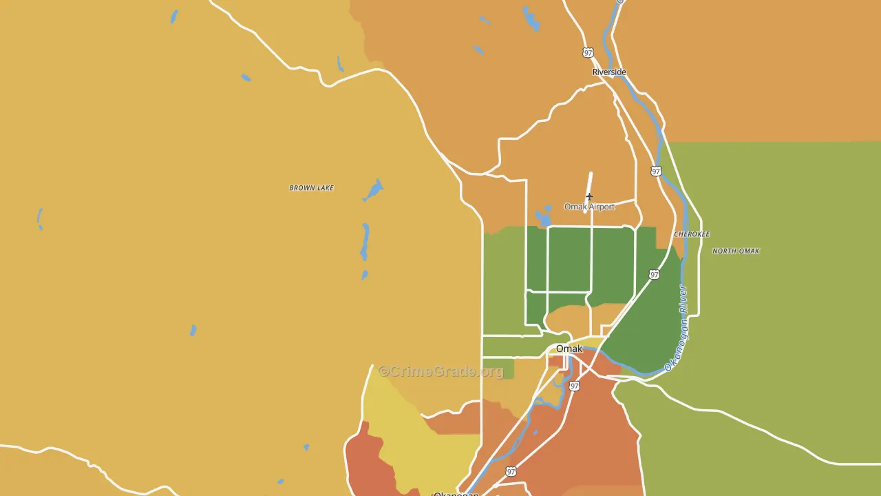 Okanogan County, WA Map of Burglary Rates