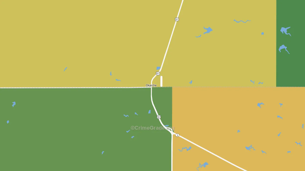 Okarche, OK Map of Burglary Rates