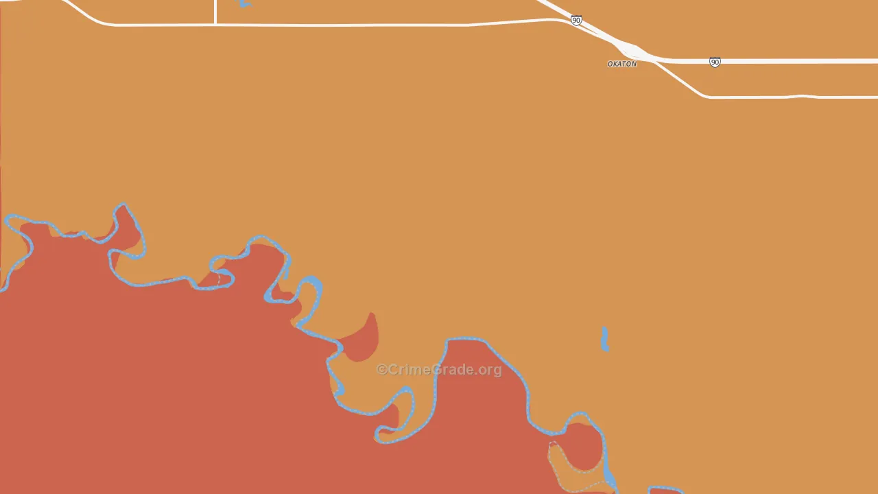 Okaton, SD Map of Burglary Rates