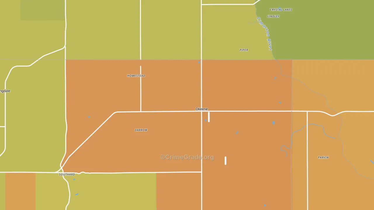 Okeene, OK Map of Burglary Rates