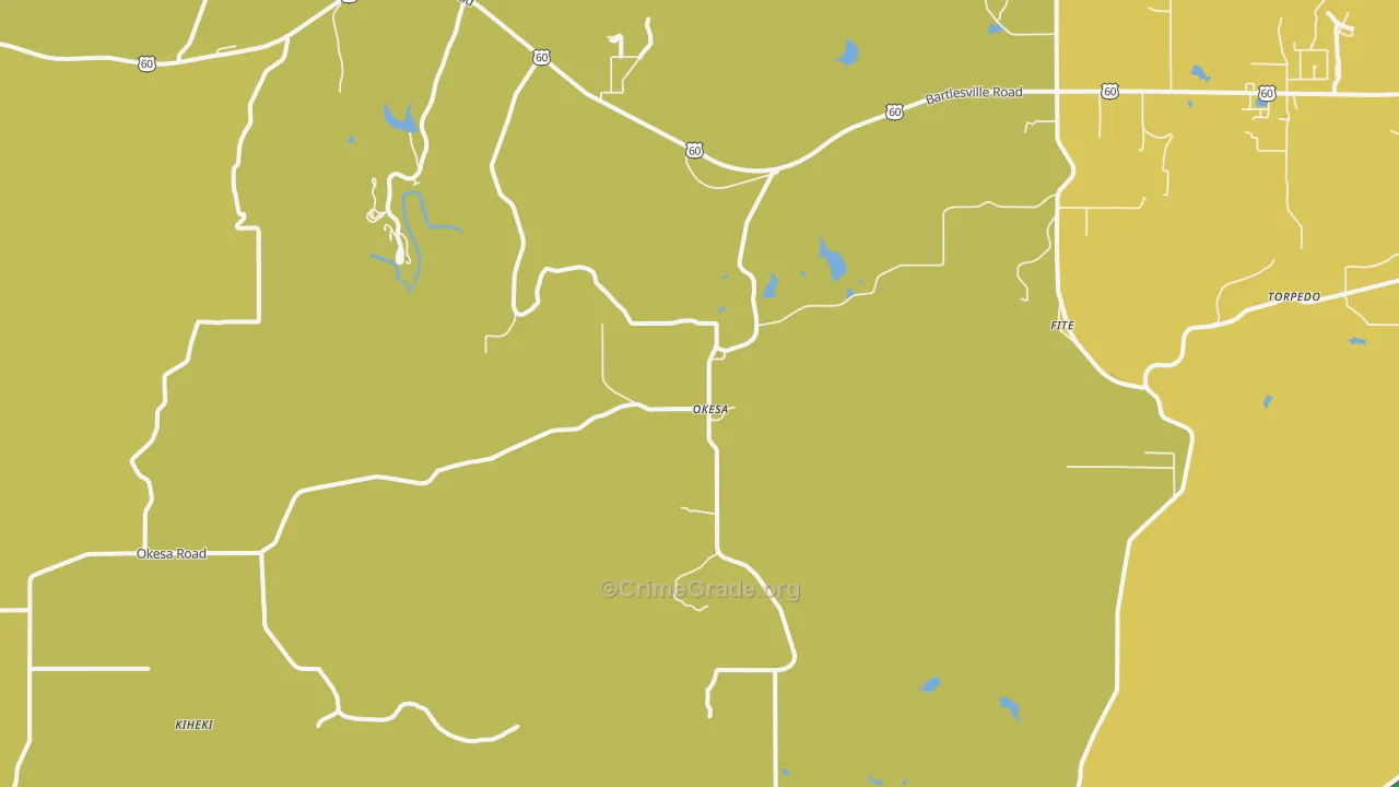 Okesa, OK Map of Burglary Rates