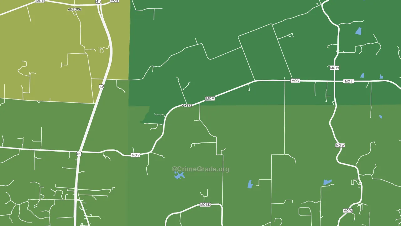 Okete, MO Map of Burglary Rates