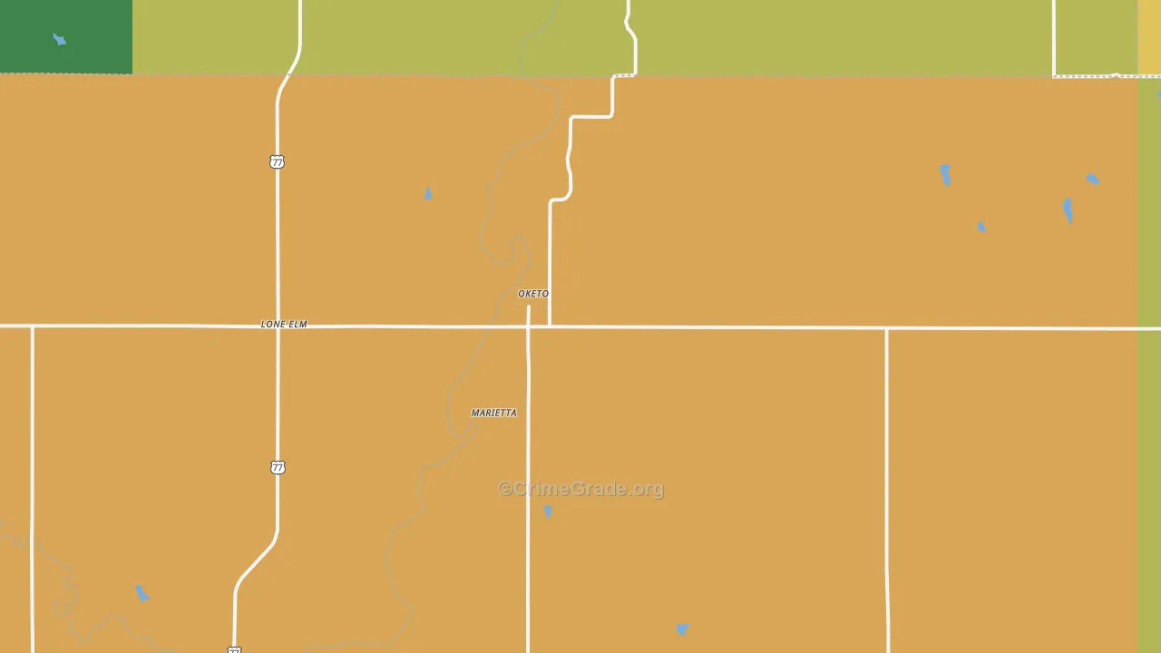 Oketo, KS Map of Burglary Rates