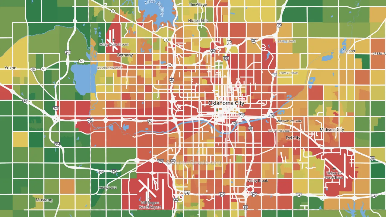 Oklahoma City, OK Map of Burglary Rates