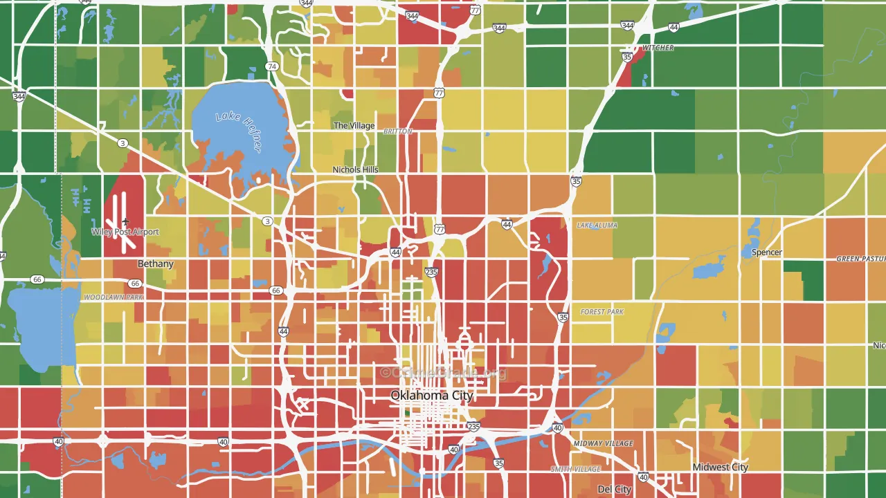 Oklahoma County, OK Map of Burglary Rates