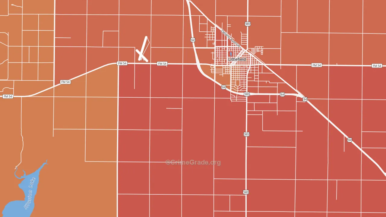 Oklahoma Flat, TX Map of Burglary Rates