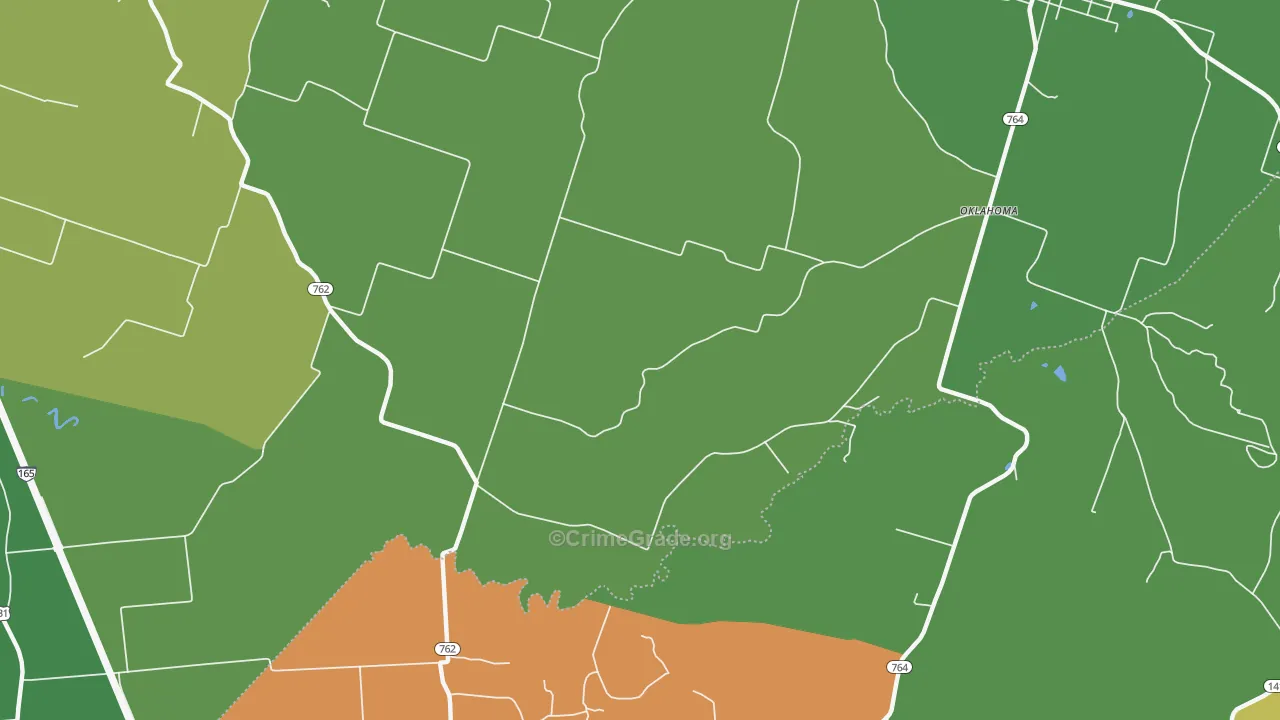 Oklahoma, KY Map of Burglary Rates
