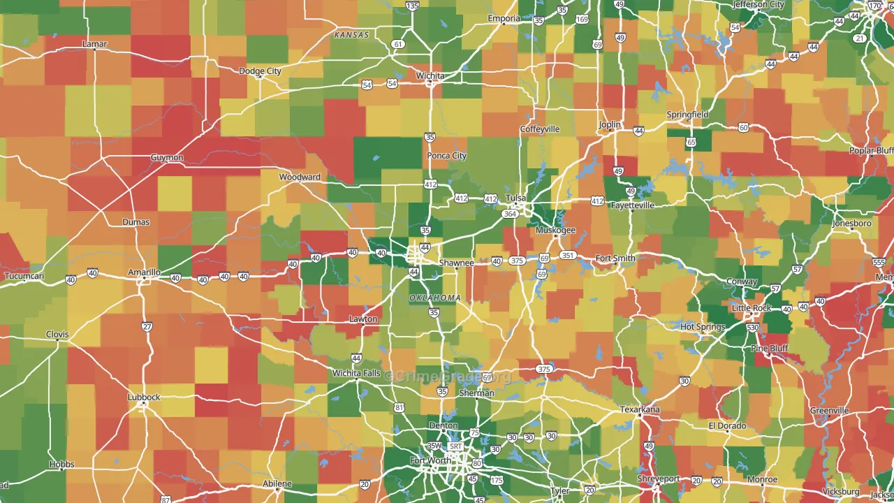 Oklahoma Map of Burglary Rates