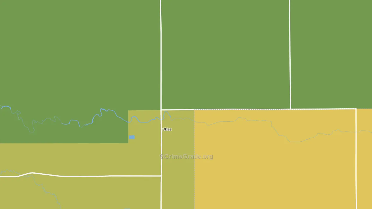 Oklee, MN Map of Burglary Rates