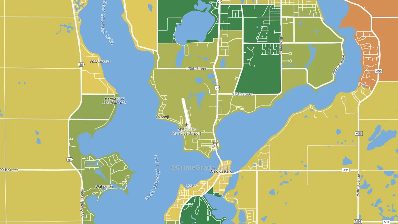 Okoboji, IA Map of Burglary Rates