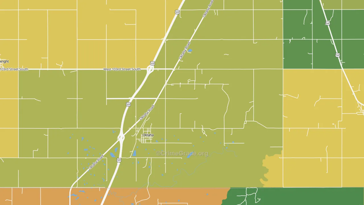 Oktaha, OK Map of Burglary Rates