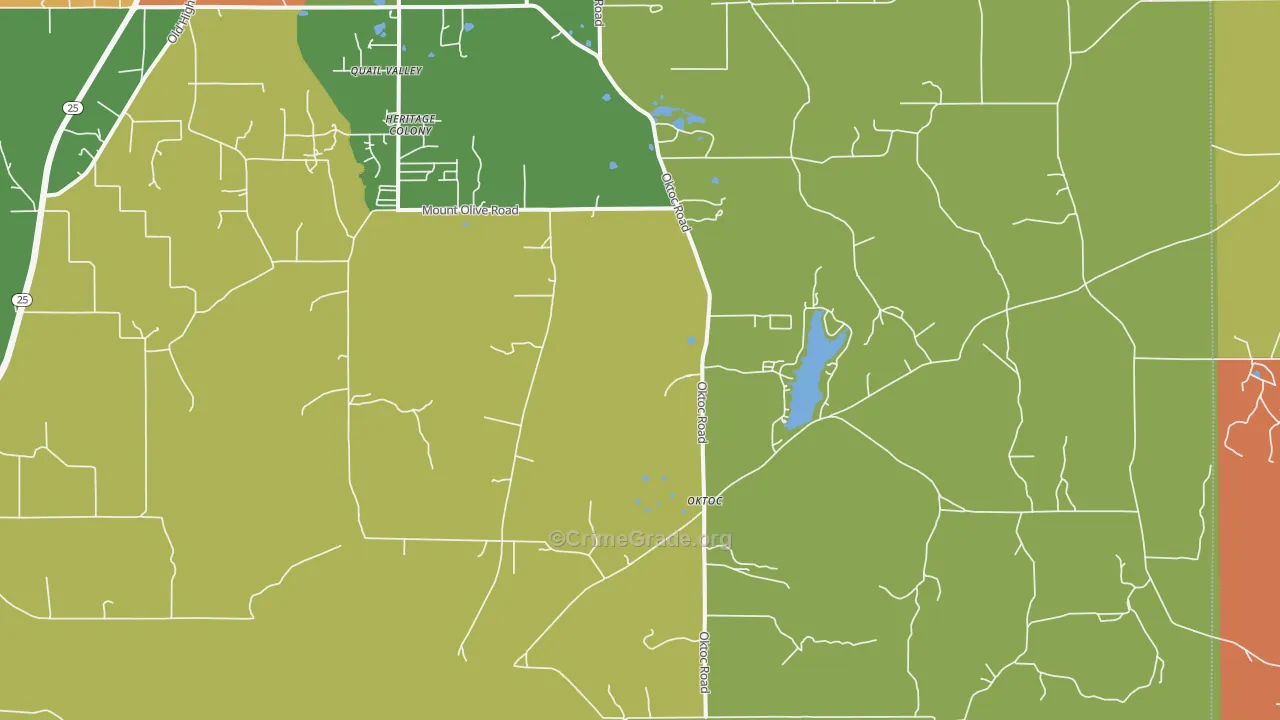 Oktoc, MS Map of Burglary Rates
