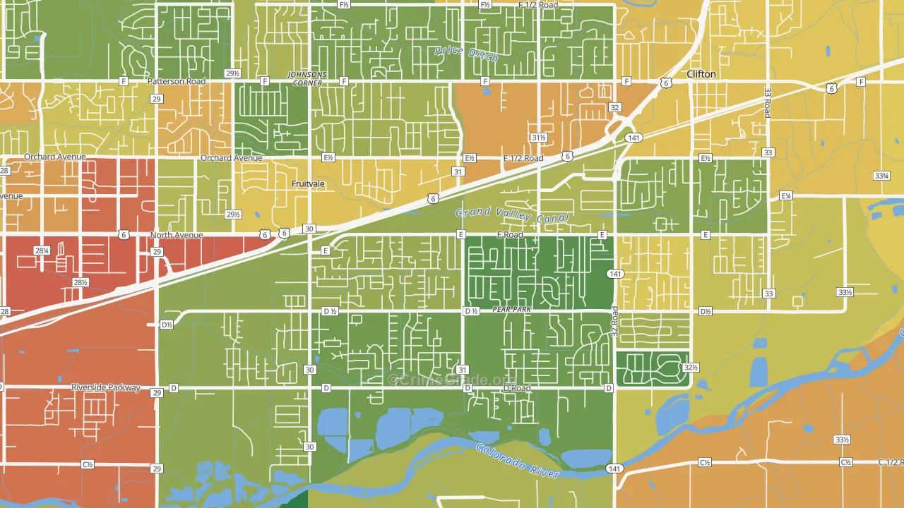 Ol Sun, Clifton, CO Map of Burglary Rates