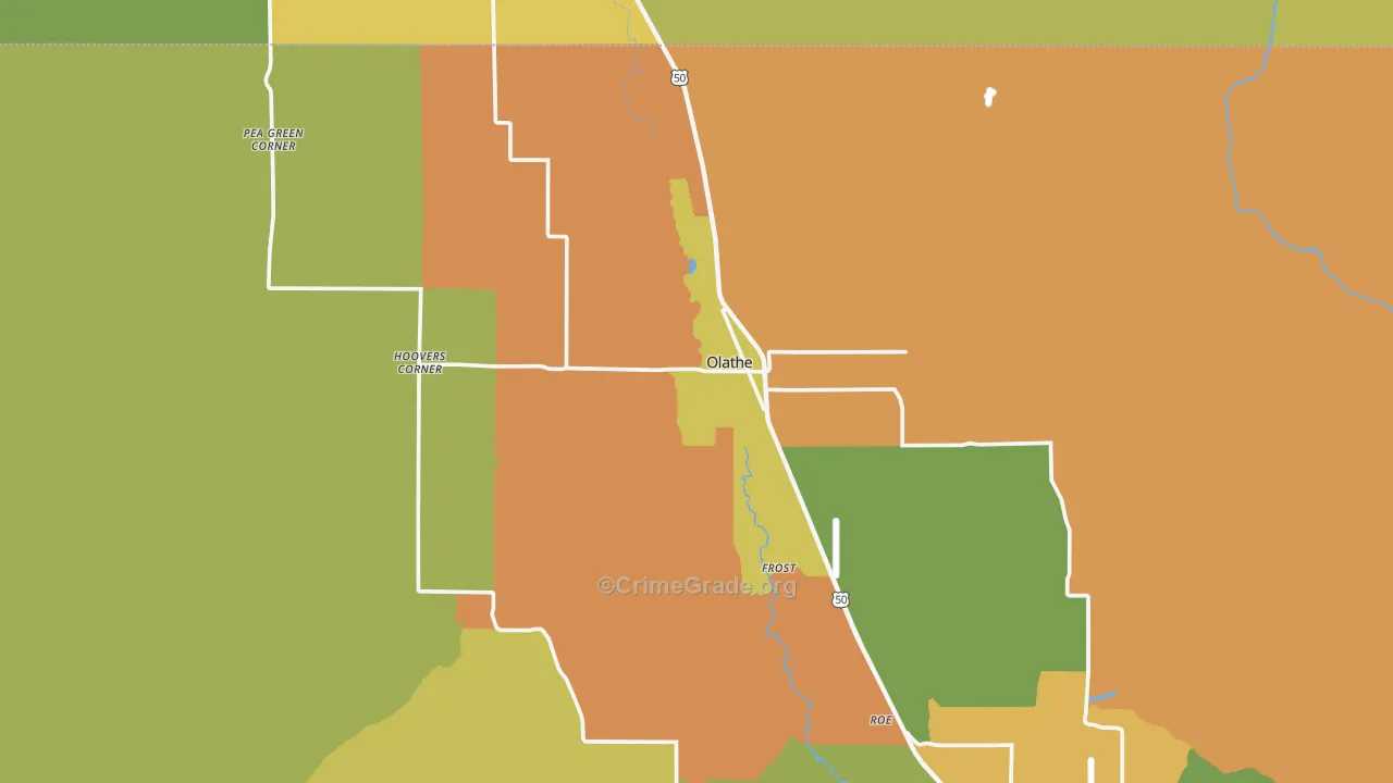 Olathe, CO Map of Burglary Rates