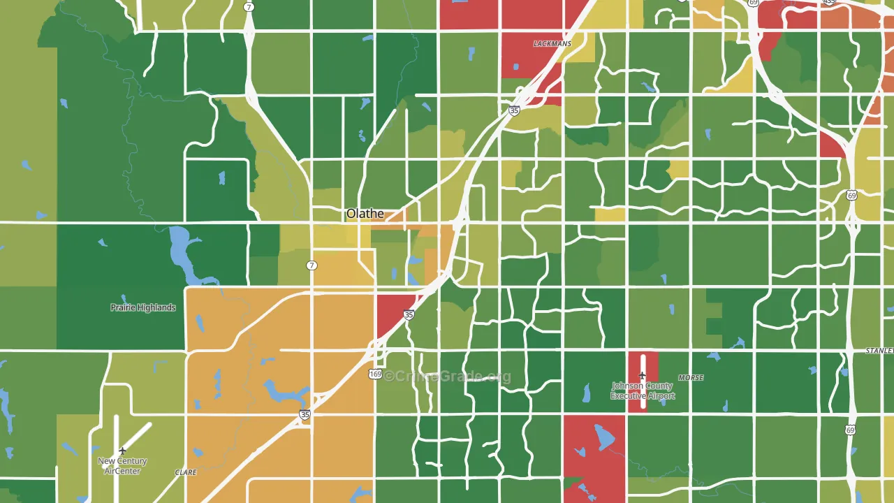 Olathe, KS Map of Burglary Rates