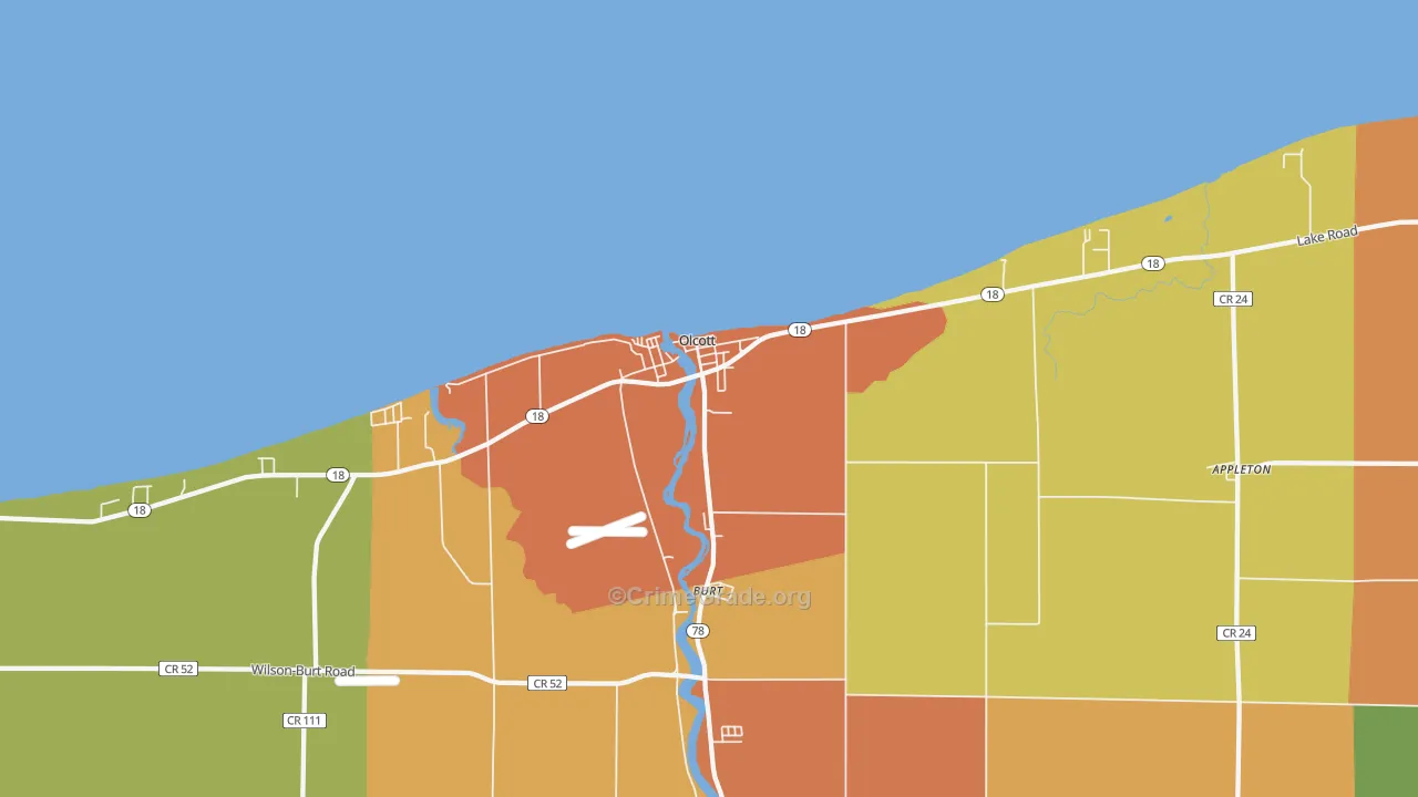 Olcott, NY Map of Burglary Rates