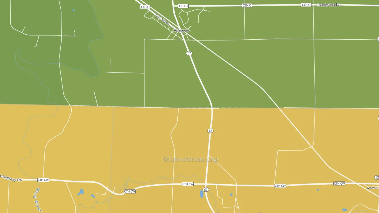Old Ashippun, WI Map of Burglary Rates