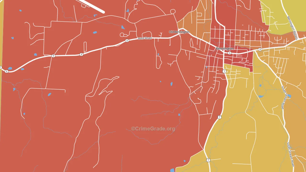 Old Bennington, VT Map of Burglary Rates