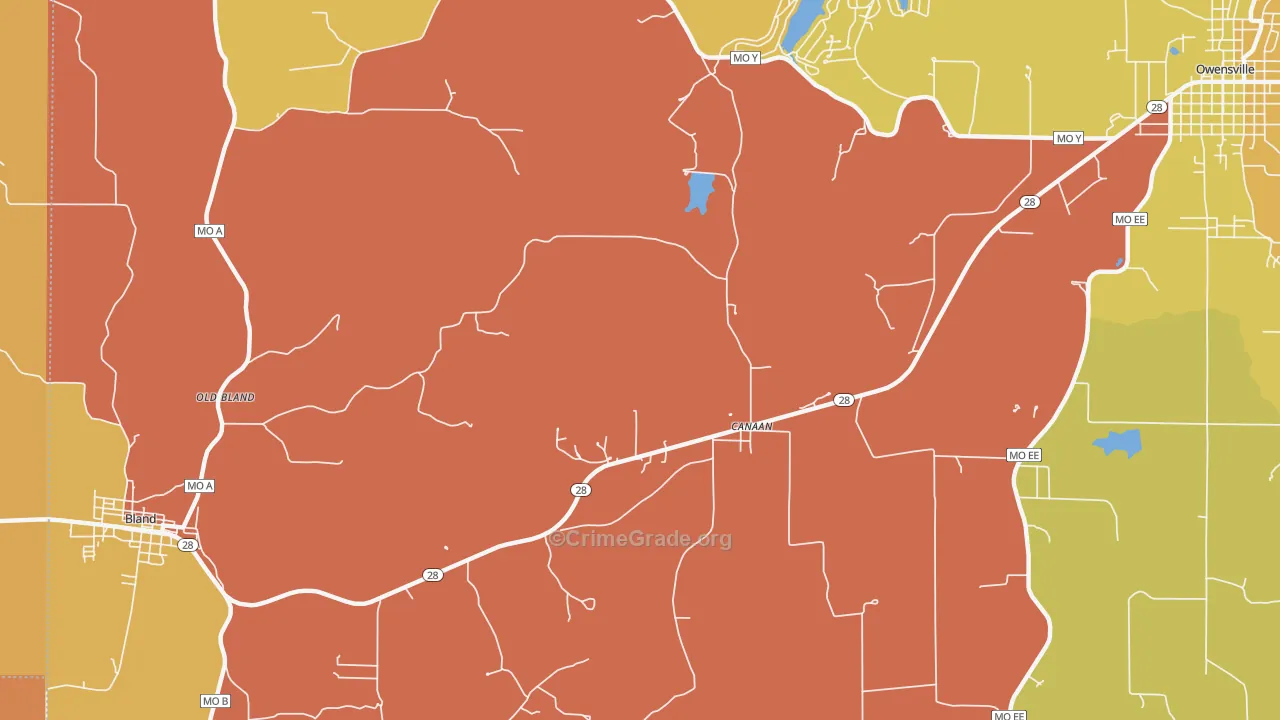Old Bland, MO Map of Burglary Rates